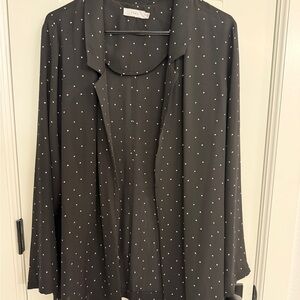 Lush Black Top with White Dots